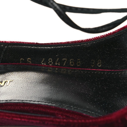 Saint Laurent Velluto Master Lace Up Tribute 105 Platform Sandals 38 Burgundy 6 of 8