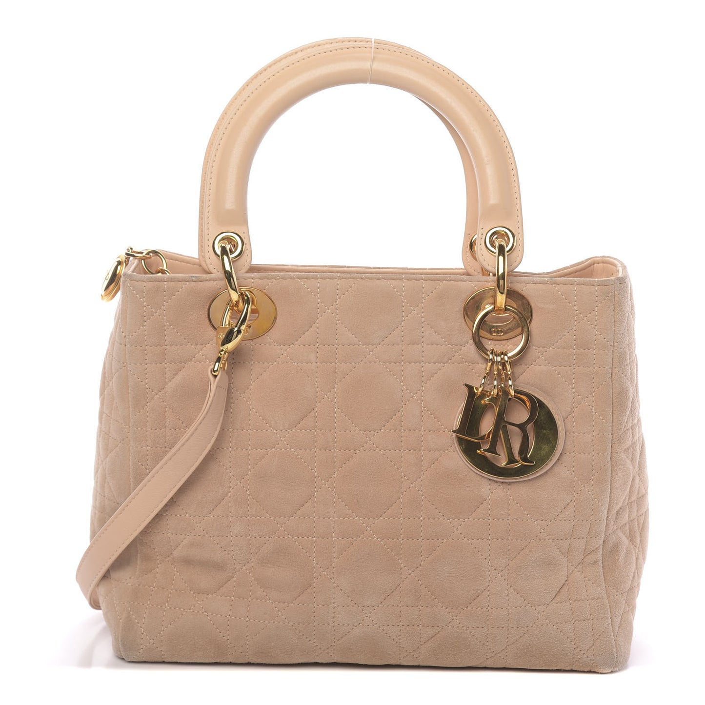 Suede Cannage Medium Lady Dior Beige