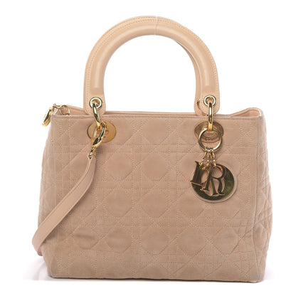 Christian Dior Suede Cannage Medium Lady Dior Beige 1 of 19