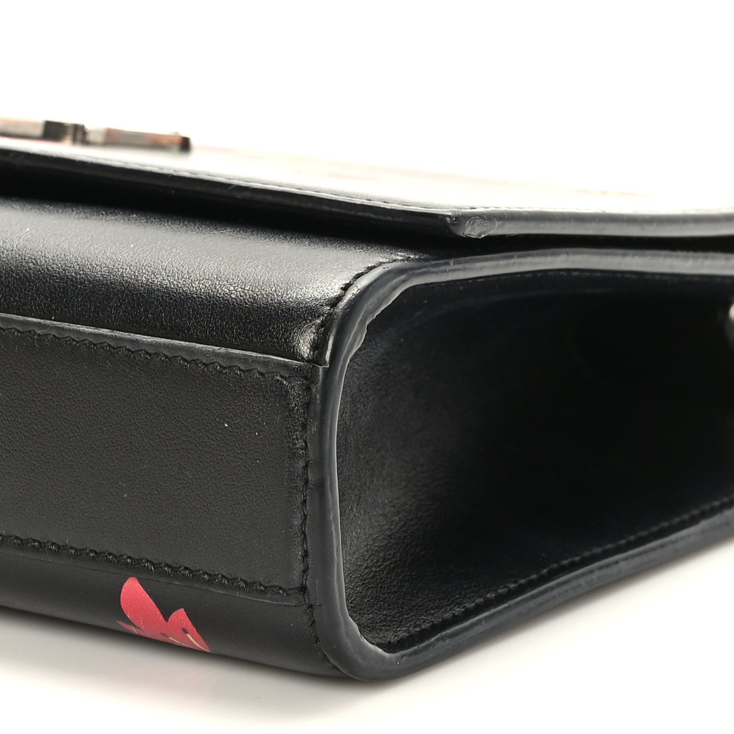 Calfskin Medium Heart Bolts Monogram Kate Satchel Black