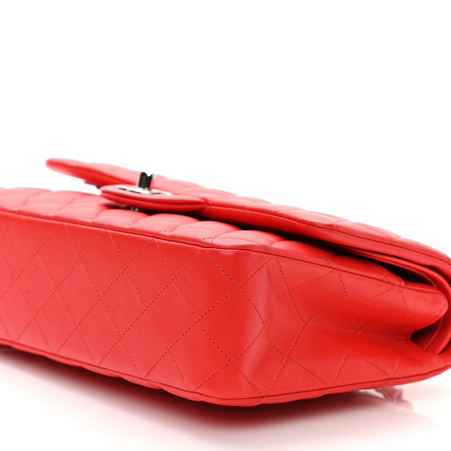 Lambskin Quilted Medium Double Flap Red