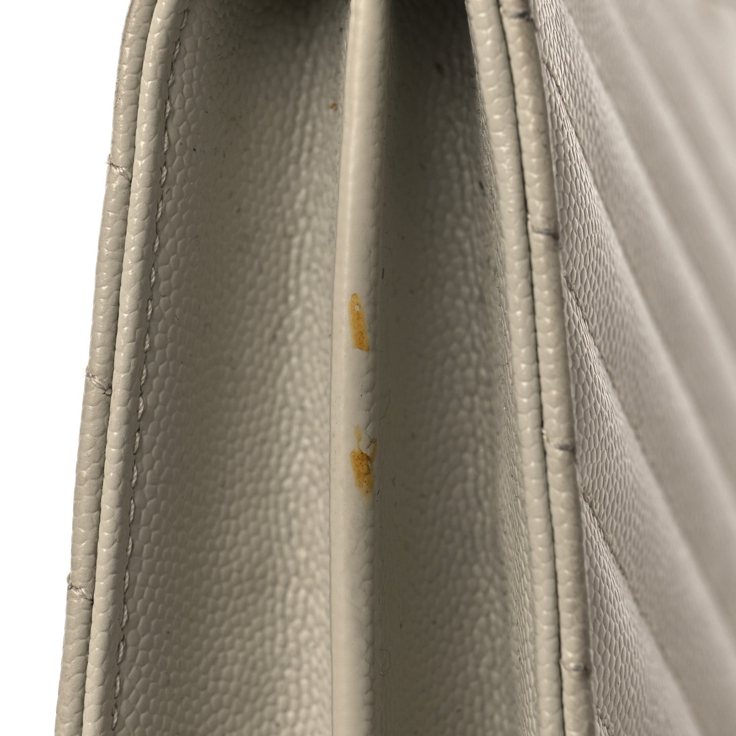 Saint Laurent Grain De Poudre Matelasse Chevron Monogram Chain Wallet Crema Soft 14 of 16