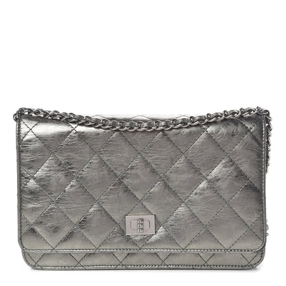 Chanel Metallic Aged Calfskin Quilted Reissue Wallet On Chain WOC Green 1 of 17