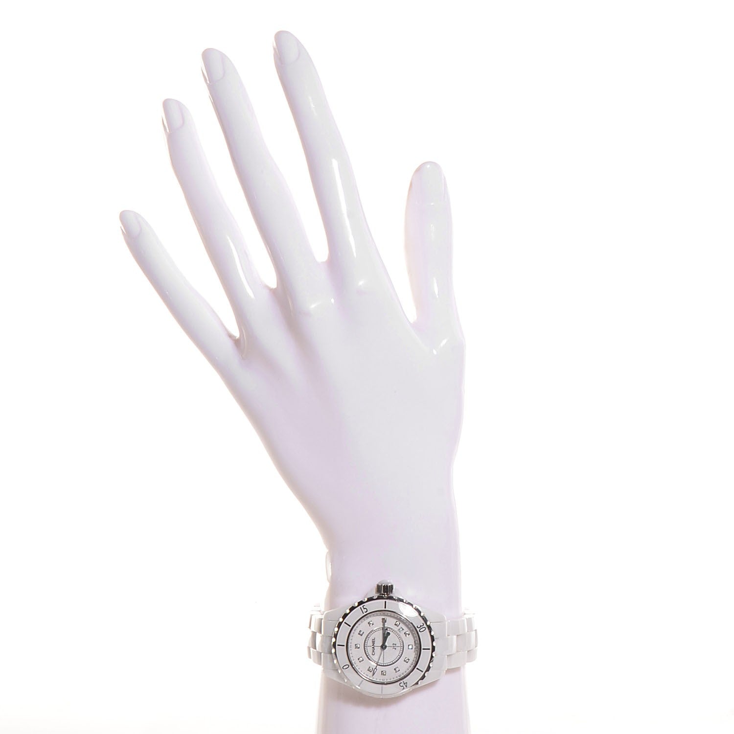 Chanel Stainless Steel Ceramic Diamond 33mm J12 Quartz Watch White 2 of 6