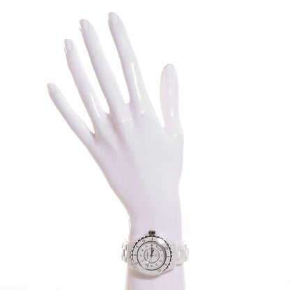 Chanel Stainless Steel Ceramic Diamond 33mm J12 Quartz Watch White 2 of 6