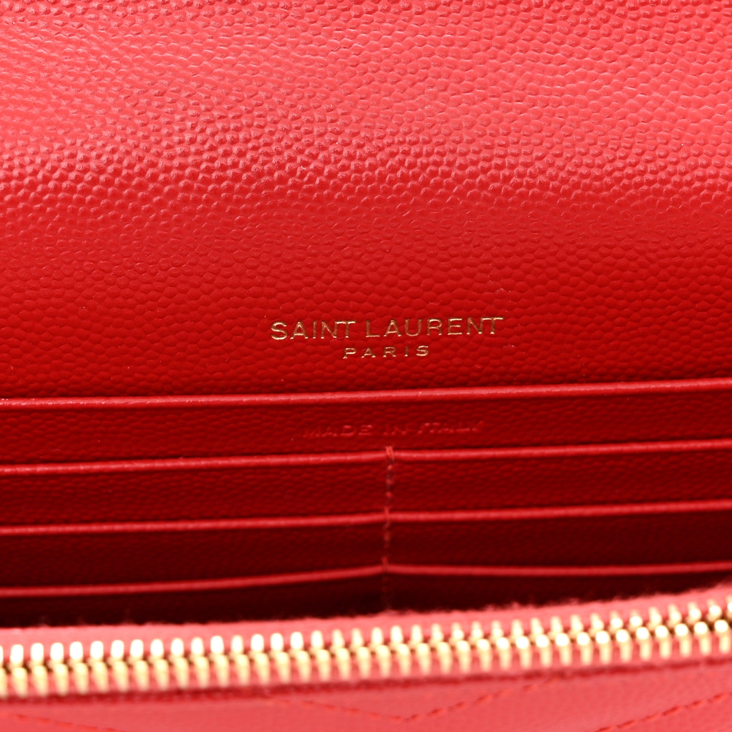 Saint Laurent Grain De Poudre Matelasse Chevron Monogram Envelope Chain Wallet New Red 6 of 14
