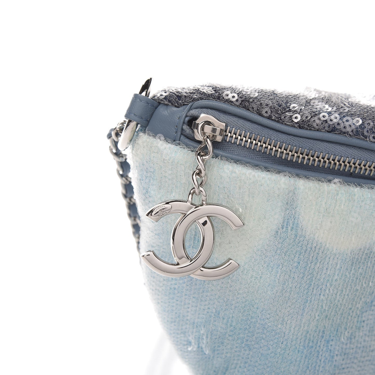 Sequin Tri-color Waterfall Waist Bag Fanny Pack Silver Blue