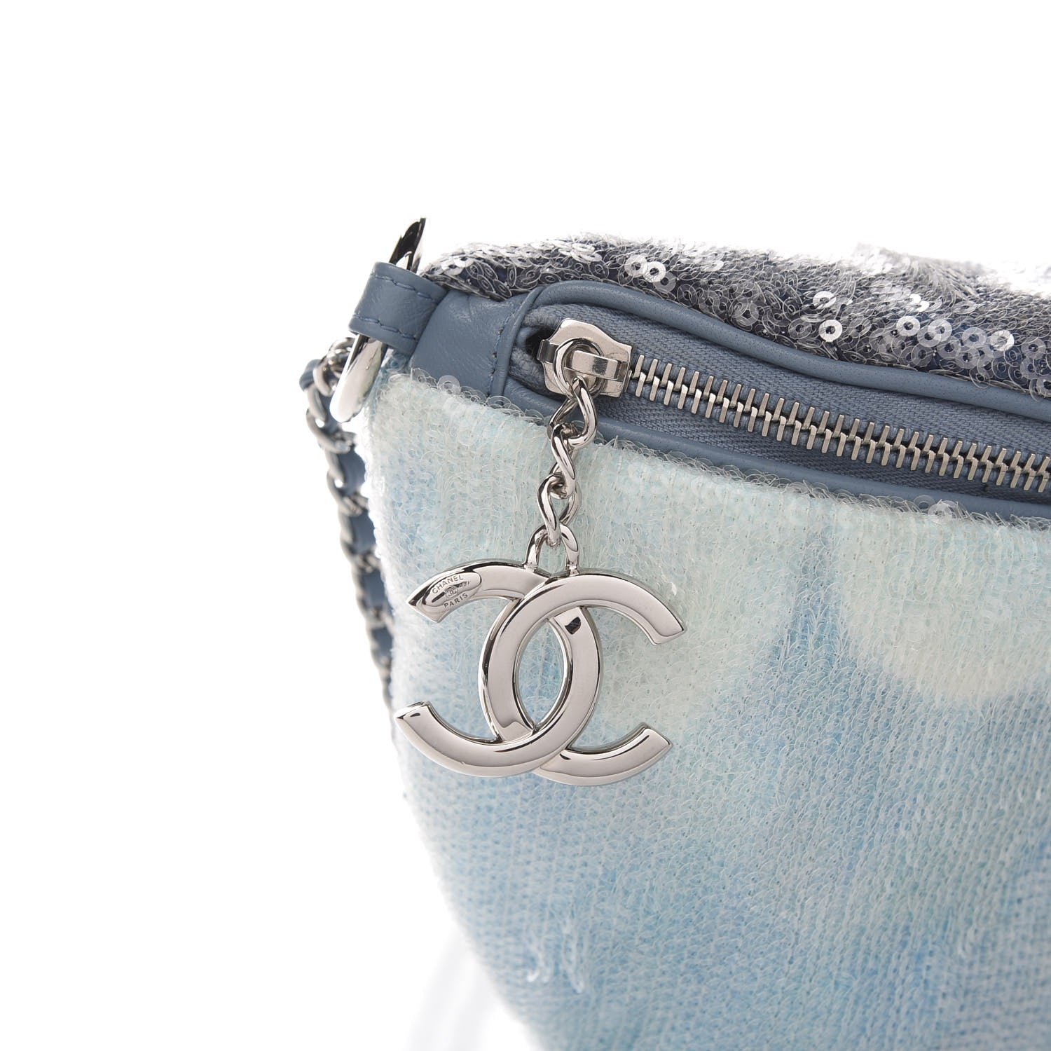Chanel Sequin Tri-color Waterfall Waist Bag Fanny Pack Silver Blue 9 of 9