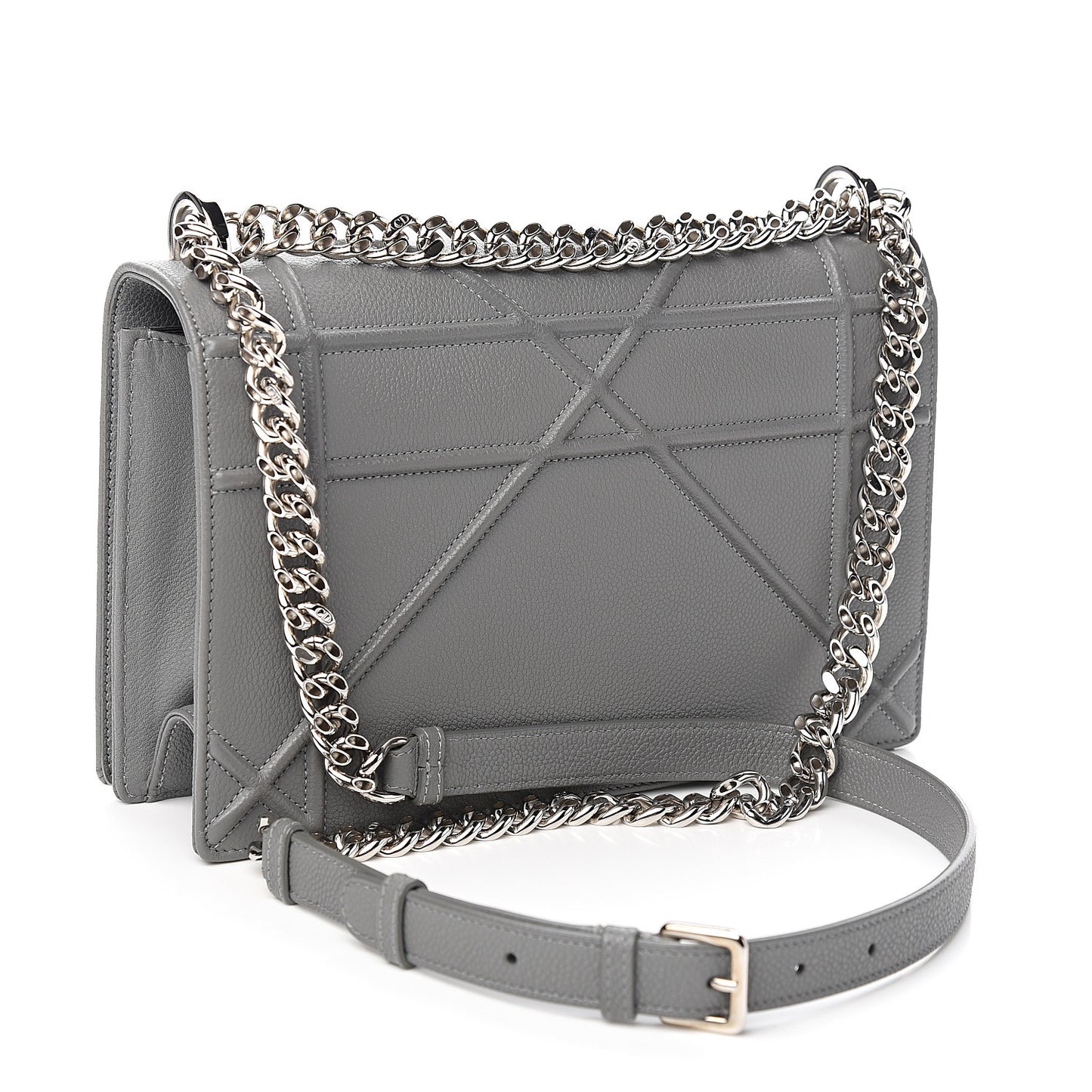 Grained Calfskin Medium Diorama Flap Bag Gris