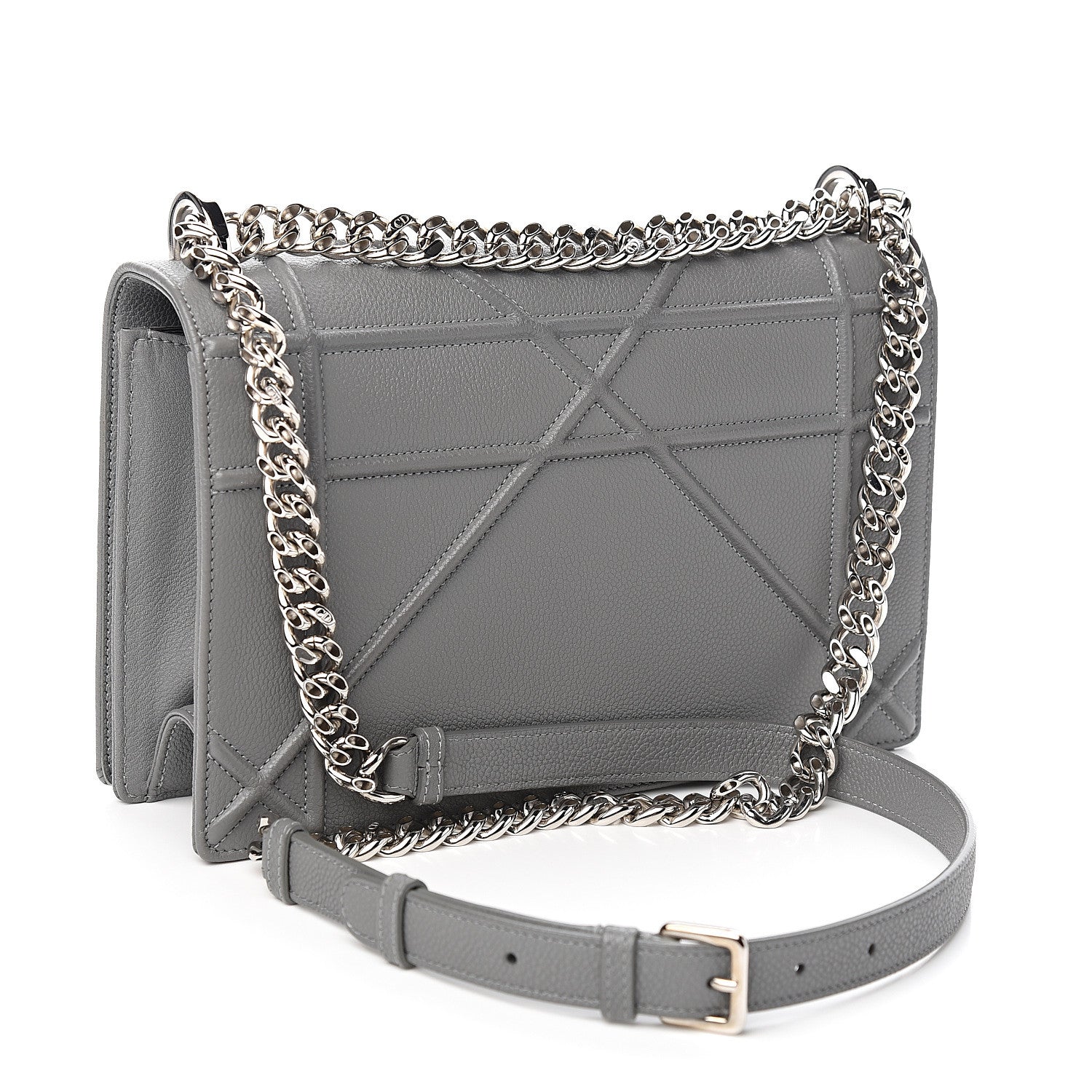 Christian Dior Grained Calfskin Medium Diorama Flap Bag Gris 2 of 10