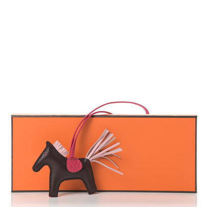 Hermes Milo Lambskin Matte Alligator Touch Grigri Rodeo Horse Bag Charm PM Rouge Sellier Framboise Rose Sakura 5 of 5