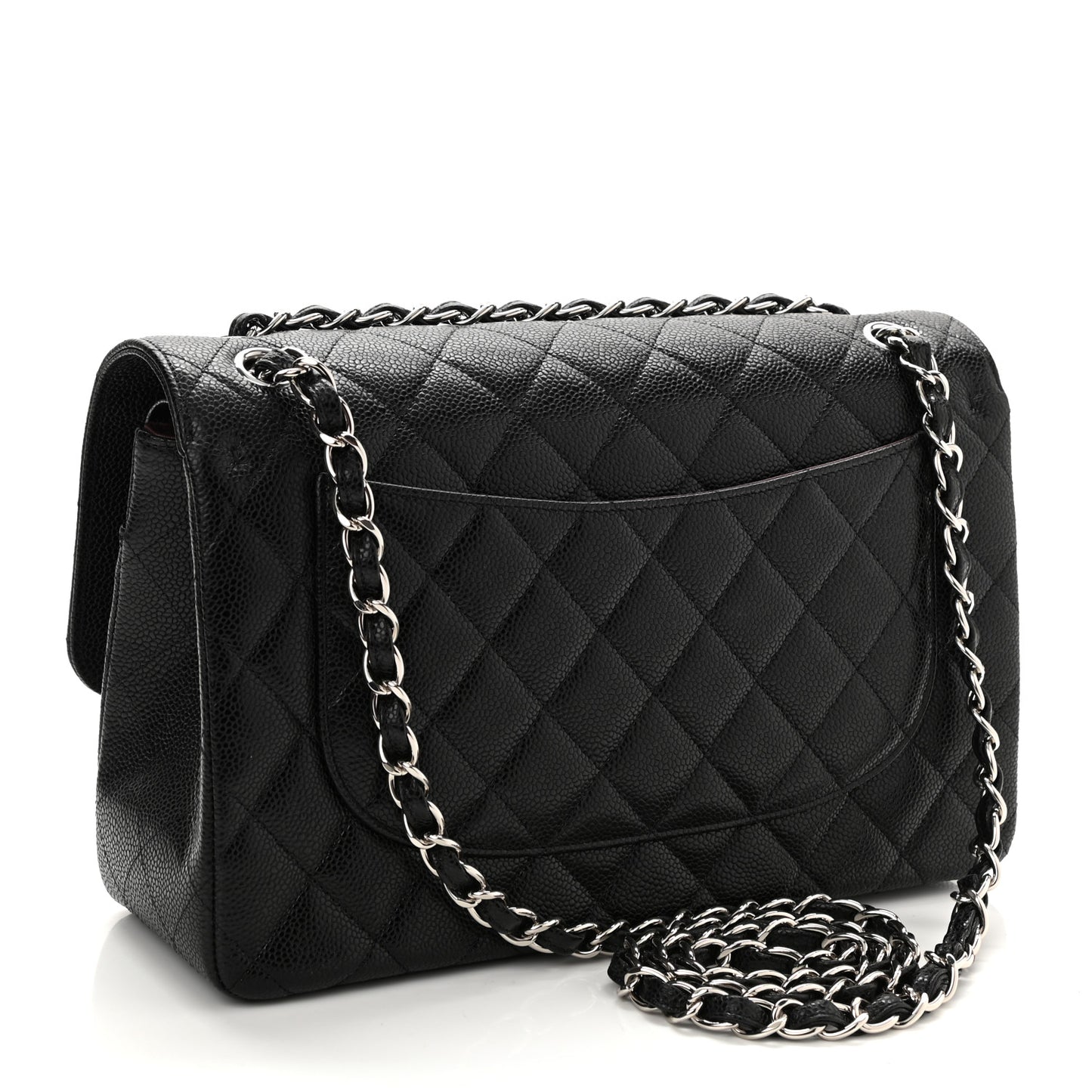 Caviar Quilted Jumbo Double Flap Black