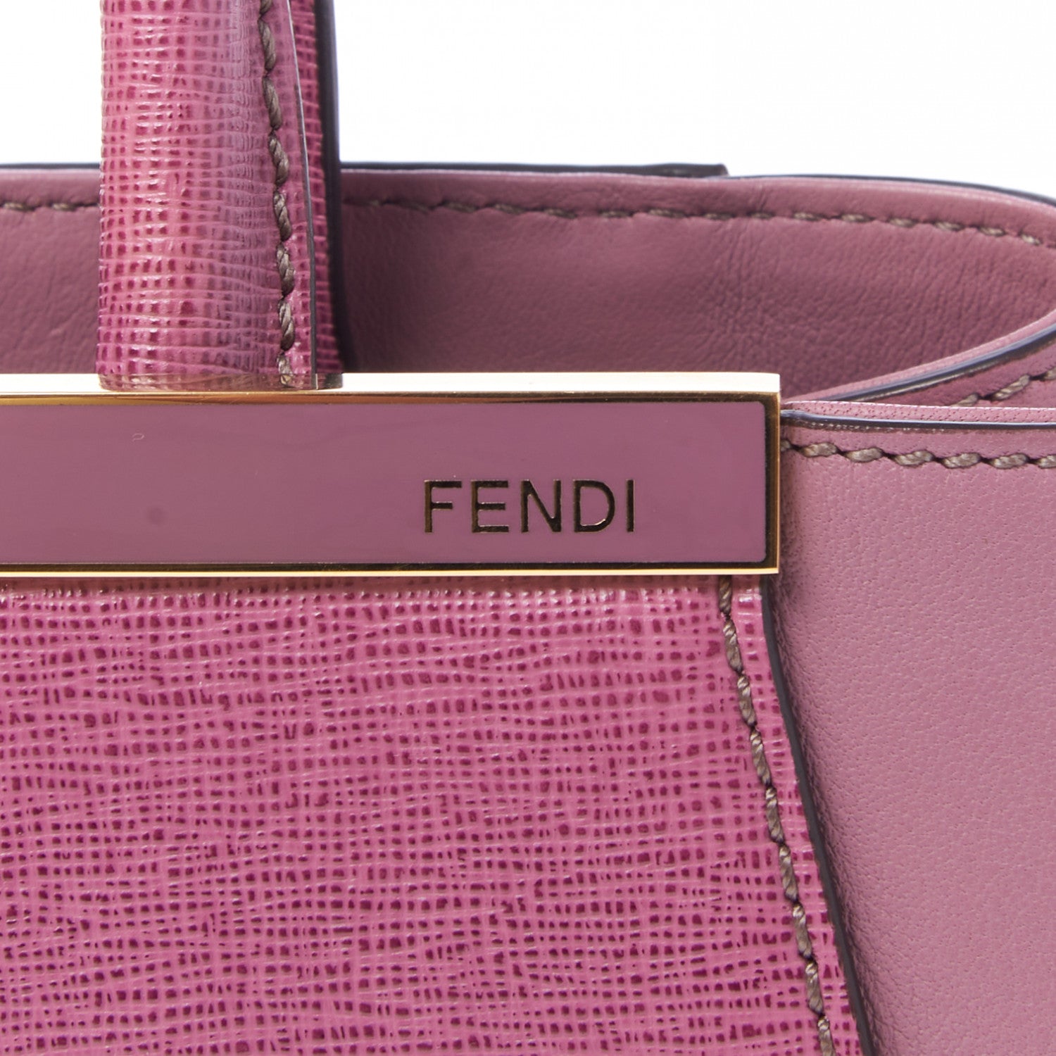Fendi Vitello Elite Flamingo Petite 2Jours Tote Lilla Glicine 6 of 8