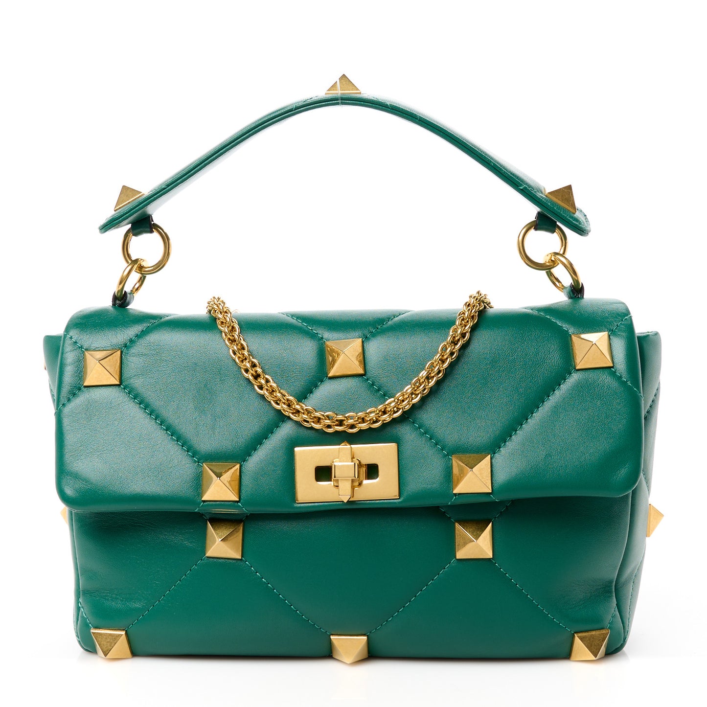 Nappa Large Roman Stud Shoulder Bag Jungle