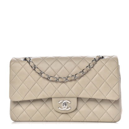 Chanel Lambskin Quilted Medium Double Flap Light Grey 1 of 9