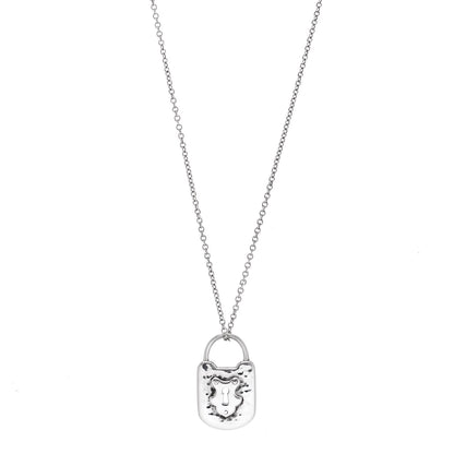 Tiffany Sterling Silver Hammered Padlock Pendant Necklace 1 of 4