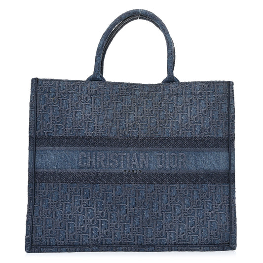 Oblique Denim Book Tote Denim Blue