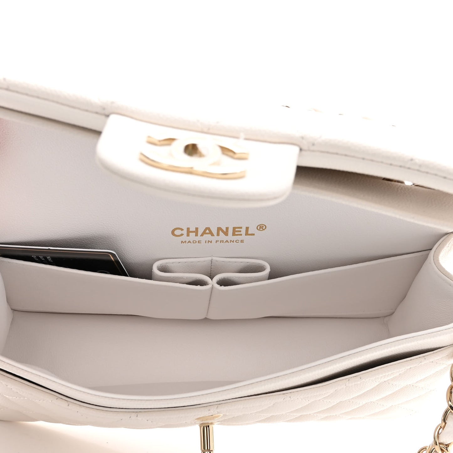 Caviar Quilted Small Double Flap White