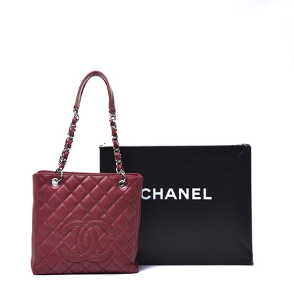 Chanel Caviar Quilted Petit Shopping Tote PST Bordeaux 10 of 10