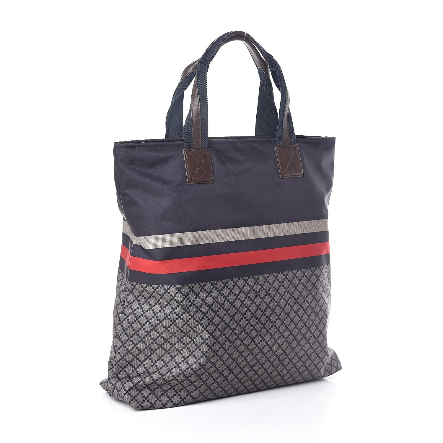 Gucci Nylon Diamante Web Tote Blue 3 of 9