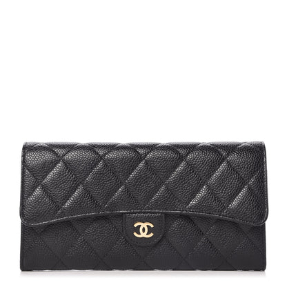 Chanel Caviar Quilted Large Gusset Flap Wallet Black 1 of 12
