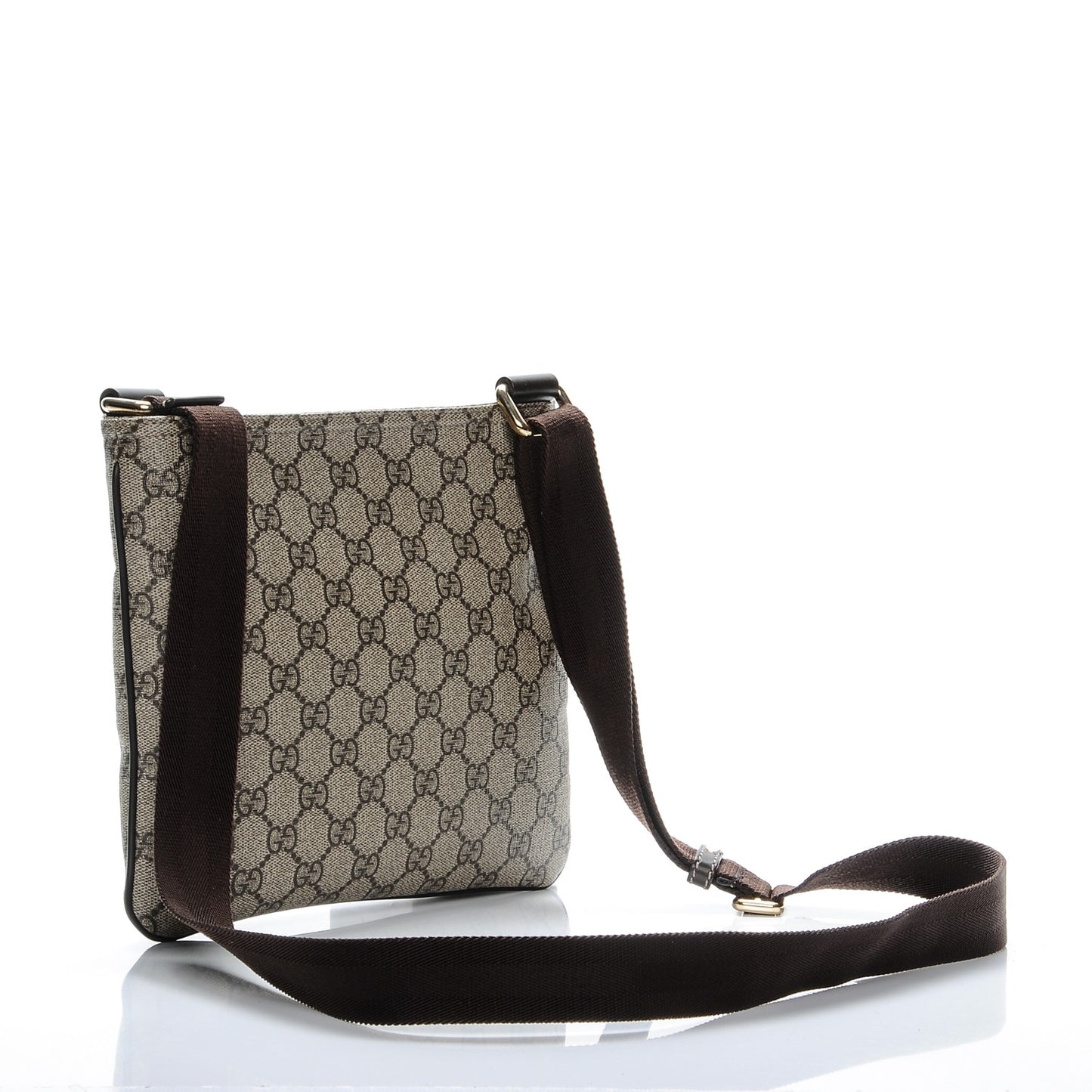 GG Supreme Monogram Small Flat Messenger Bag Dark Brown