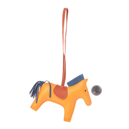 Hermes Milo Lambskin Grigri Rodeo Horse Bag Charm MM Jaune D'Or Bleu Agate Cornaline 2 of 5