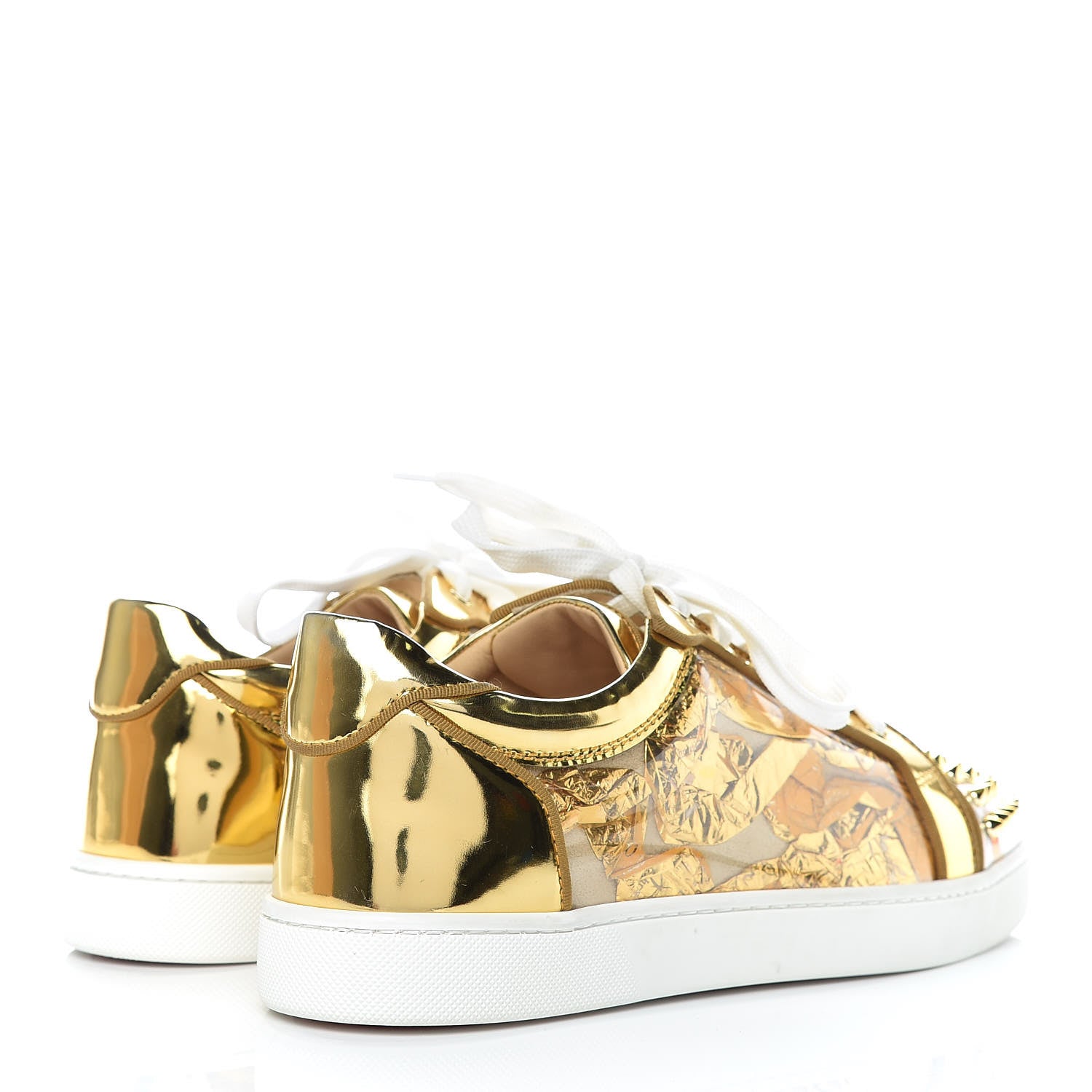Christian Louboutin Ruban Calfskin Seavaste Flat Sneakers 42.5 Gold 4 of 9
