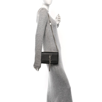 Saint Laurent Grain De Poudre Small Classic Monogram Kate Tassel Satchel Black 3 of 11