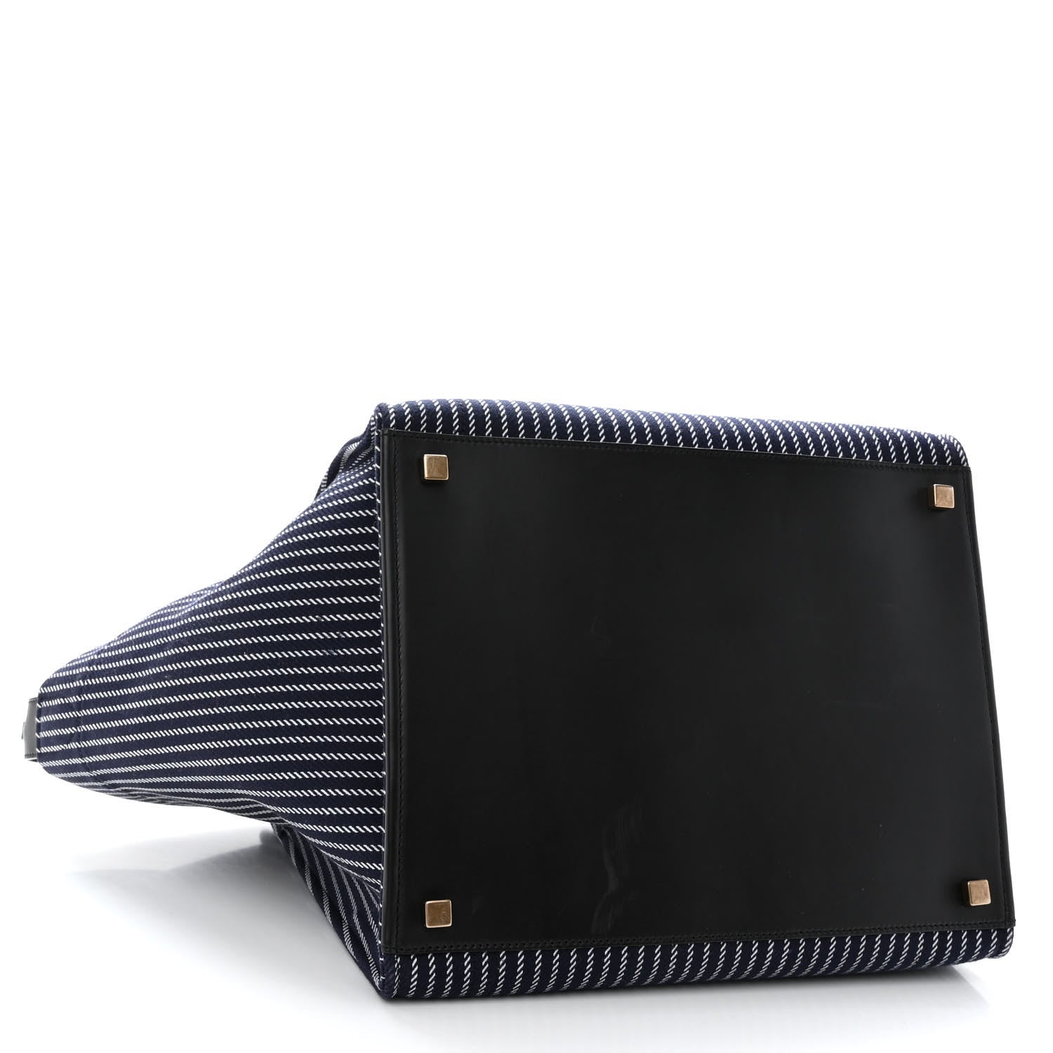 Celine Cotton Canvas Striped Medium Phantom Luggage Navy White 4 of 10