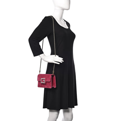 Gucci Velvet Crystal Square G Shoulder Bag Light Raspberry Rose 2 of 10
