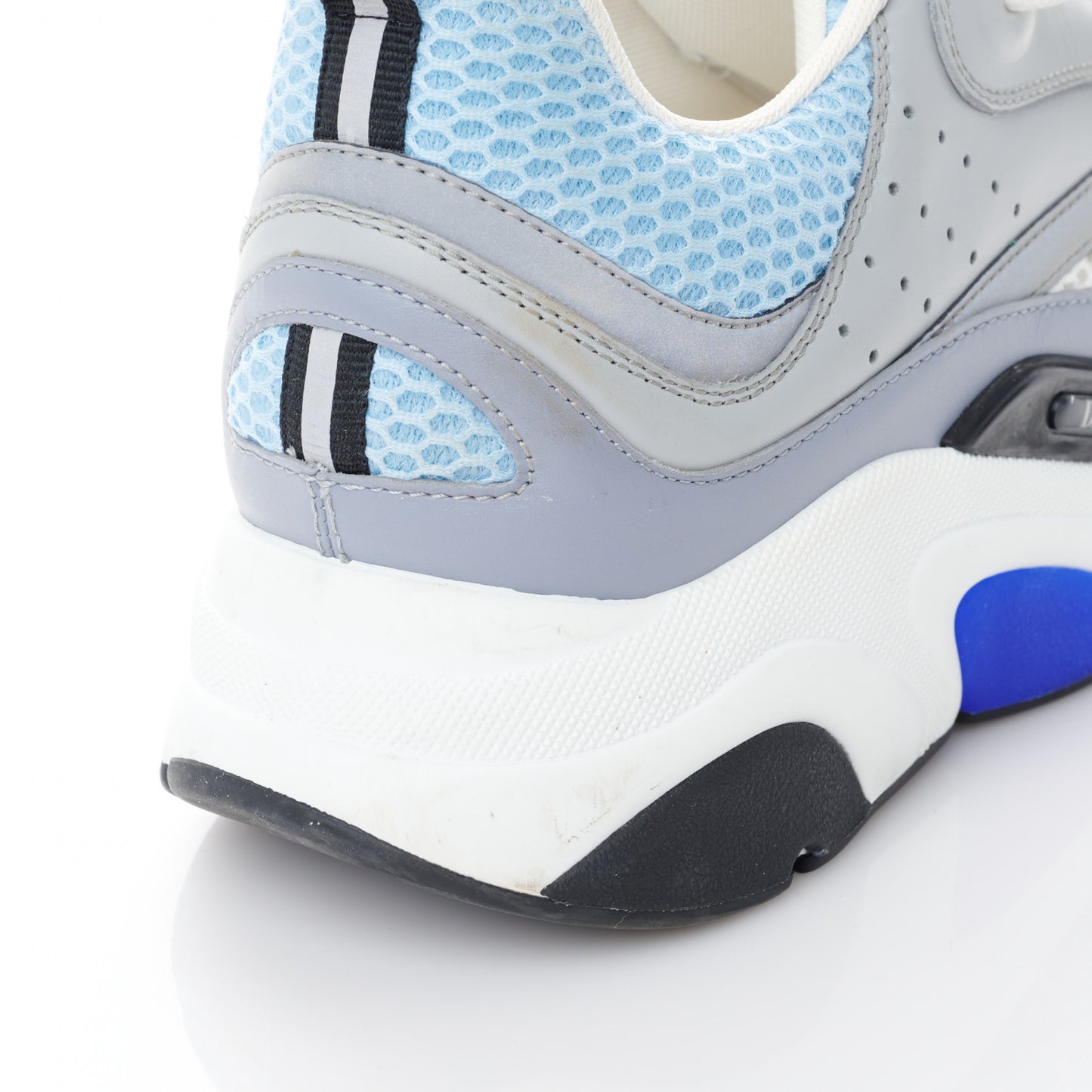 Technical Mesh Calfskin Mens B22 Sneakers 42 White Blue Grey