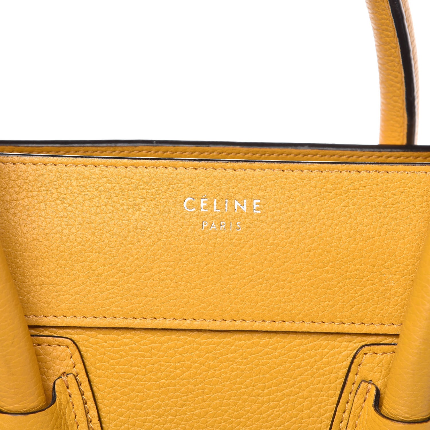 Celine Drummed Calfskin Mini Luggage Ocre 8 of 23