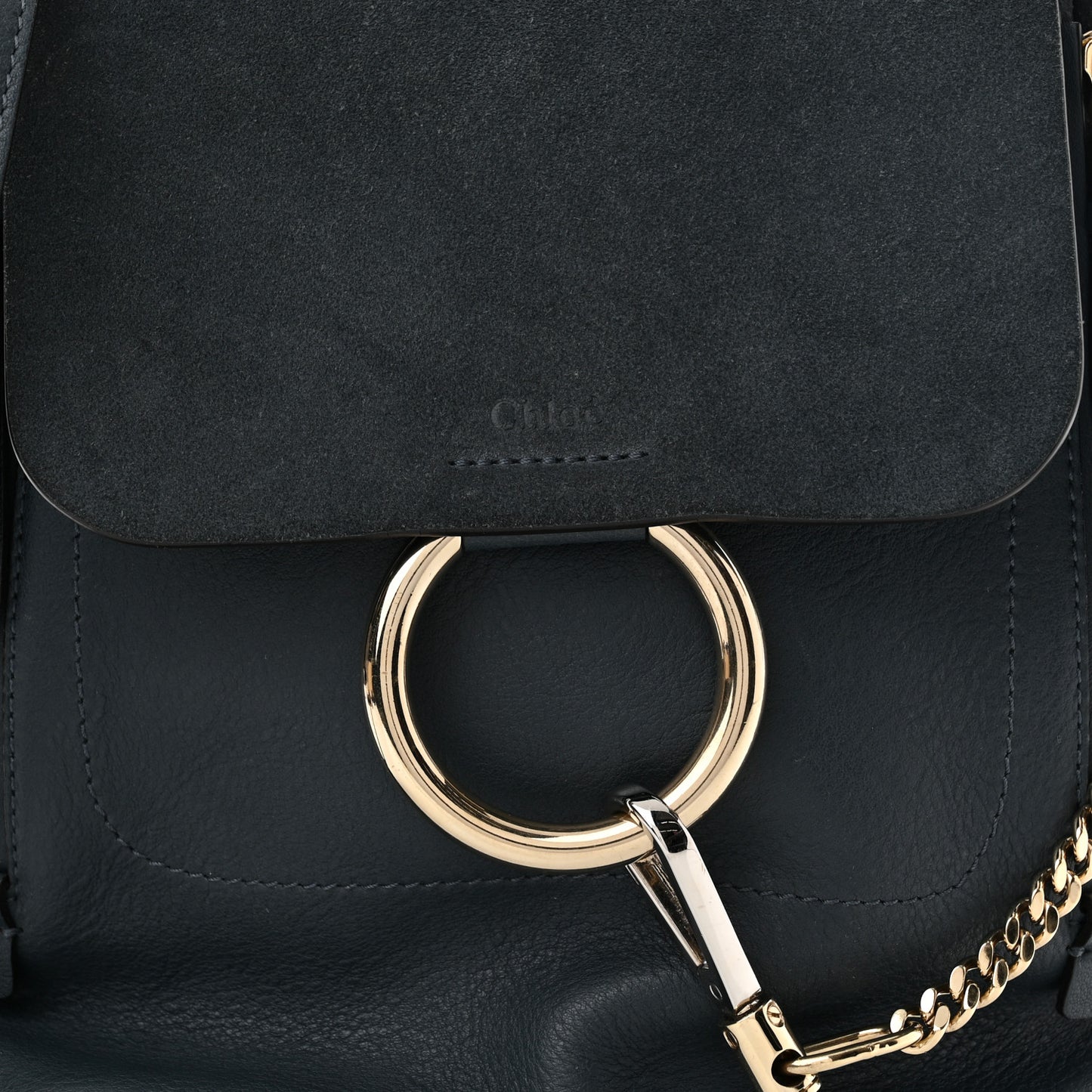 Suede Calfskin Small Faye Backpack Silver Blue