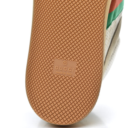 Gucci Nubuck Web Mens Screener High Top Sneakers 12 Dusty Milk White Vintage Green 6 of 8