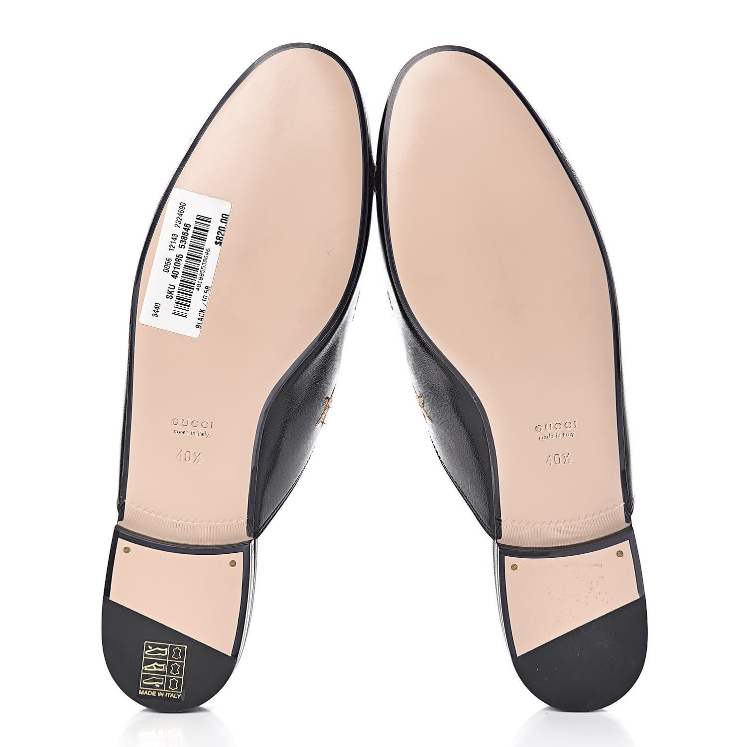 Gucci Goatskin Bee Star Embroidered Womens Princetown Slippers 40.5 Black 10 of 12