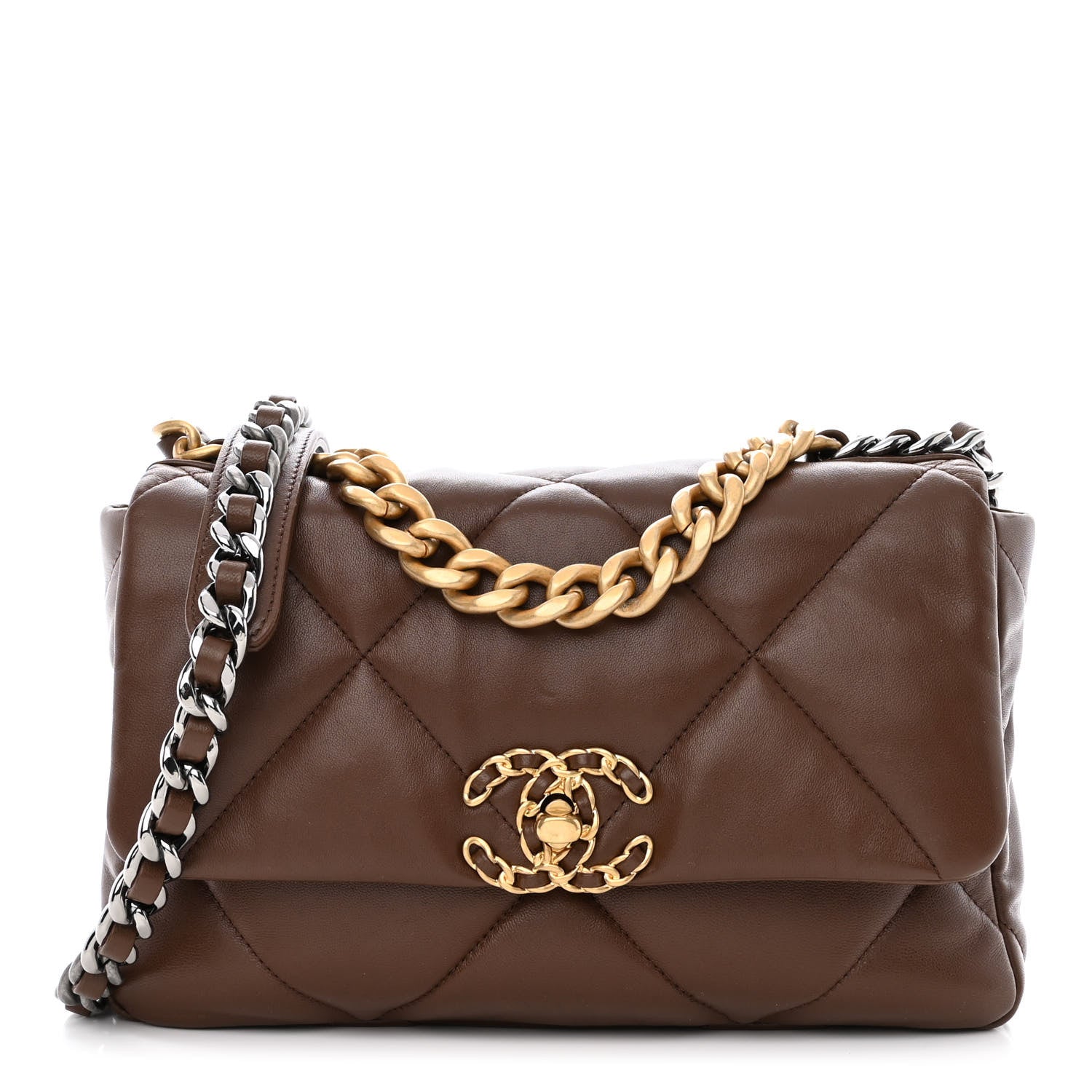 Chanel Lambskin Quilted Medium Chanel 19 Flap Dark Brown 1 of 11