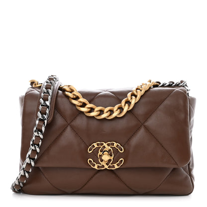 Chanel Lambskin Quilted Medium Chanel 19 Flap Dark Brown 1 of 11