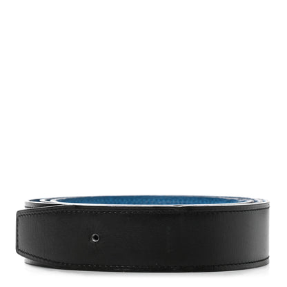 Hermes Box Togo 32mm Belt Strap 100 Black Bleu Zanzibar 1 of 7