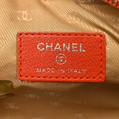 Chanel Grained Calfskin CC Button Medium Pouch Cosmetic Case Orange 6 of 15