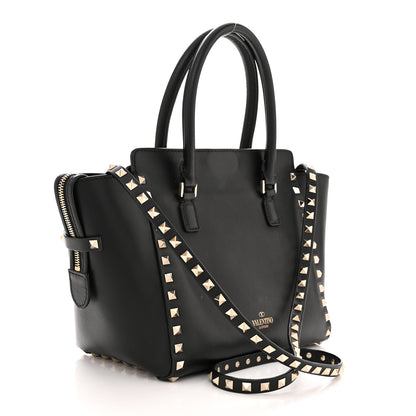 Valentino Garavani Vitello Small Rockstud Double Handle Tote Black 3 of 9