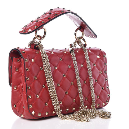 Valentino Garavani Lambskin Small Rockstud Spike Shoulder Bag Red 2 of 9