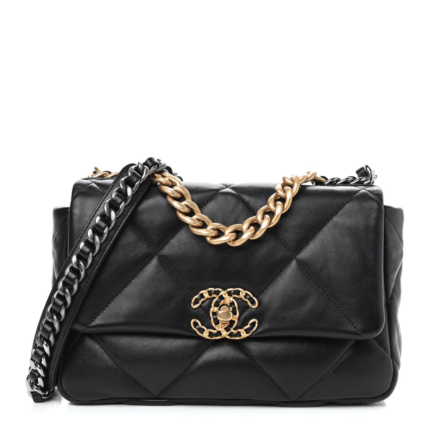 Lambskin Quilted Medium Chanel 19 Flap Black