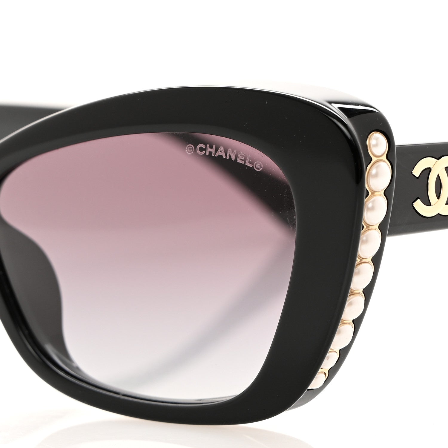 Chanel Acetate Pearl Cat Eye CC Sunglasses 5481-H-A Black 7 of 8