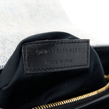 Saint Laurent Denim Y Quilted Monogram Toy Loulou Crossbody Bag Grey 9 of 14