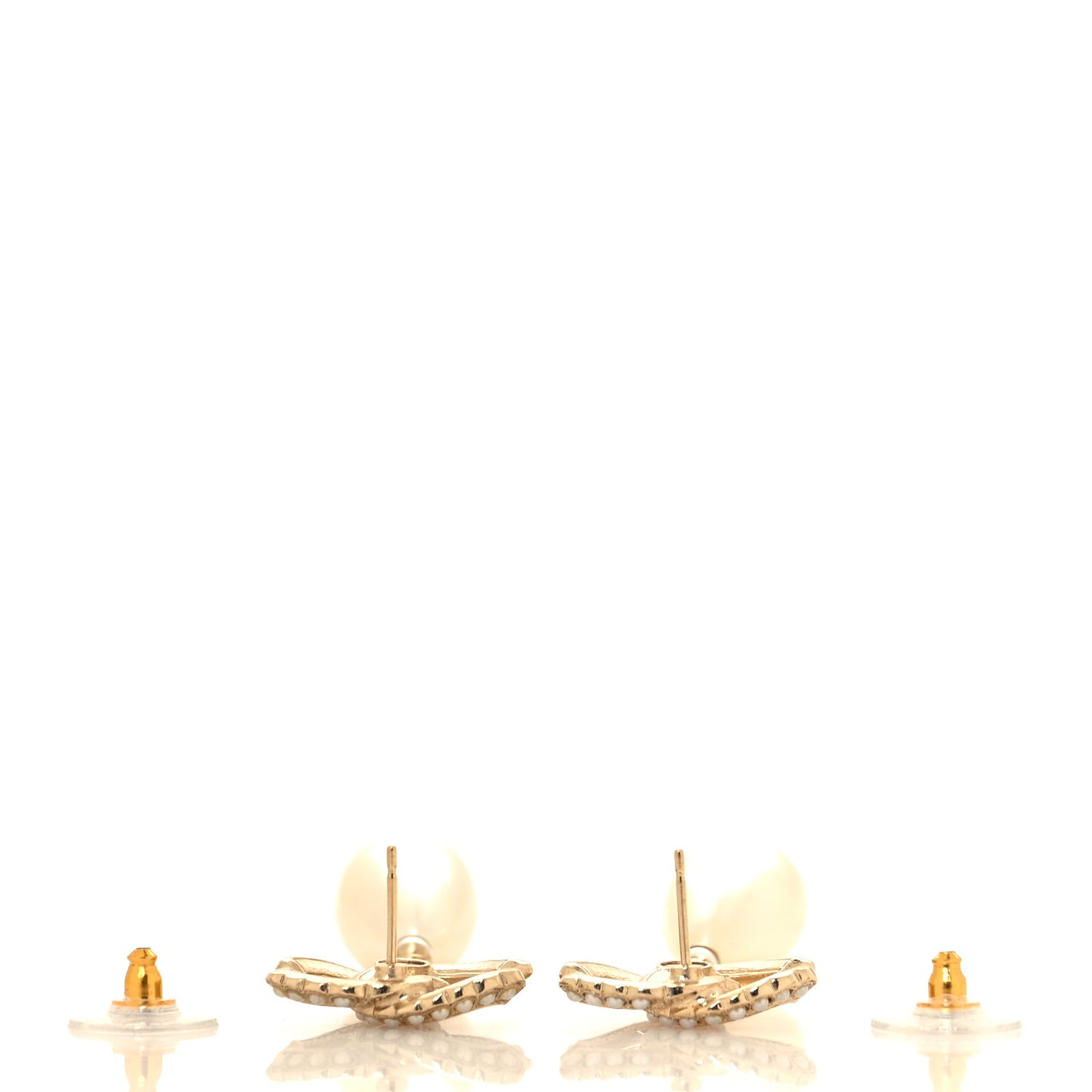 Pearl CC Drop Earrings Gold Pearly White