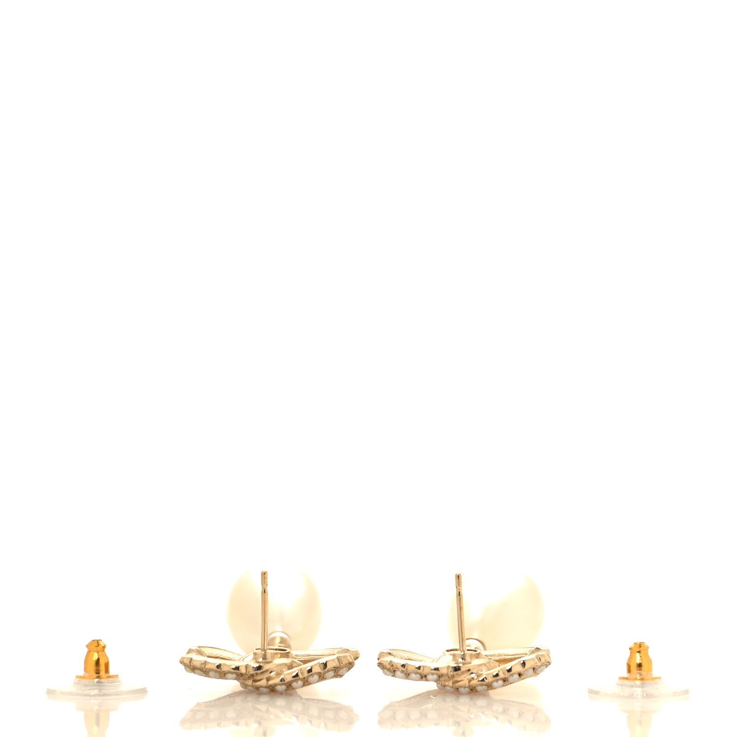 Chanel Pearl CC Drop Earrings Gold Pearly White 3 of 5