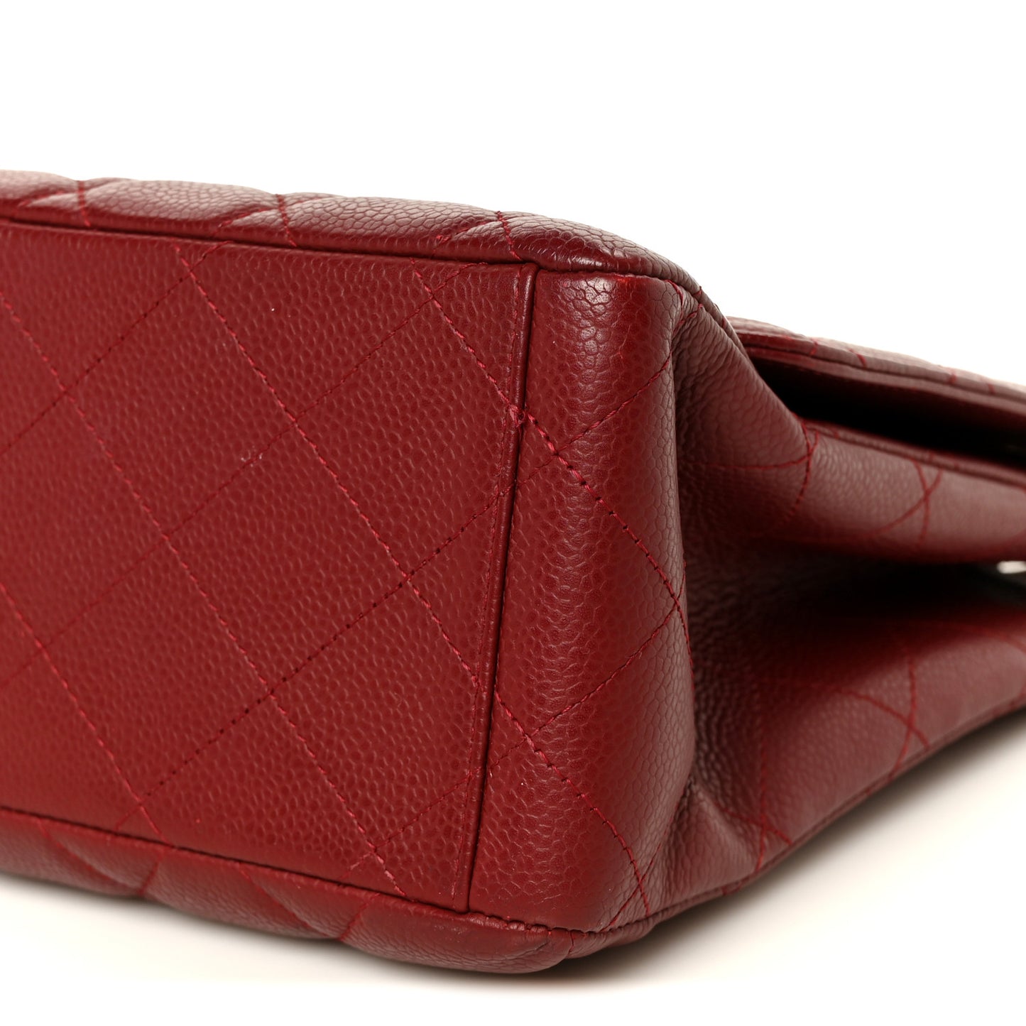 Caviar Quilted Maxi Single Flap Dark Red