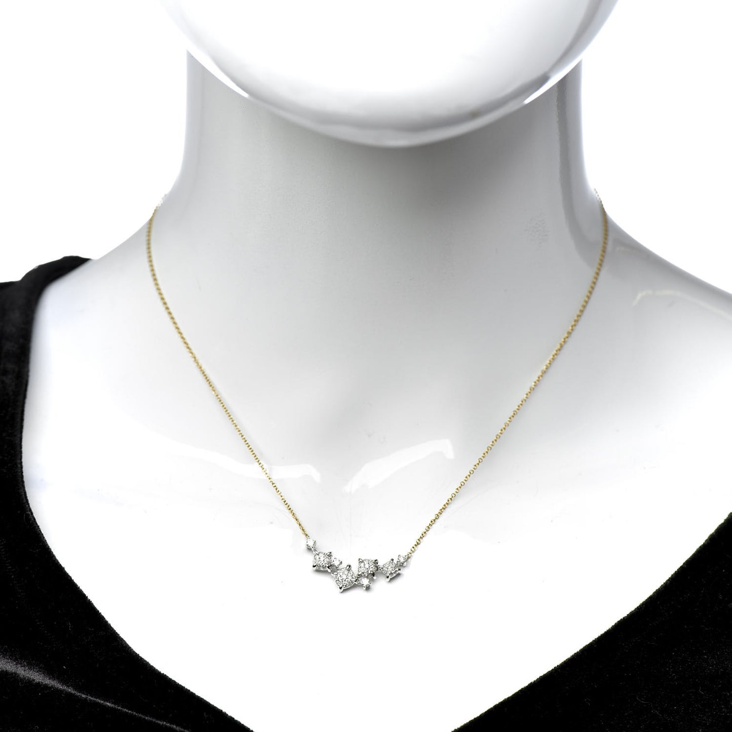 18K Yellow White Gold Diamond Precious Chatelaine Necklace
