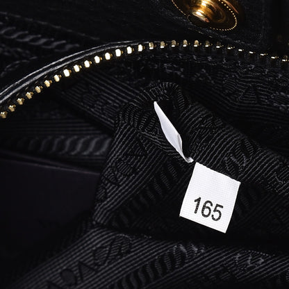 Prada Vitello Daino Side Pocket Shoulder Bag Black 9 of 11